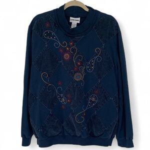 Y2K Alfred Dunner Dark Blue Cottagecore Sweatshirt